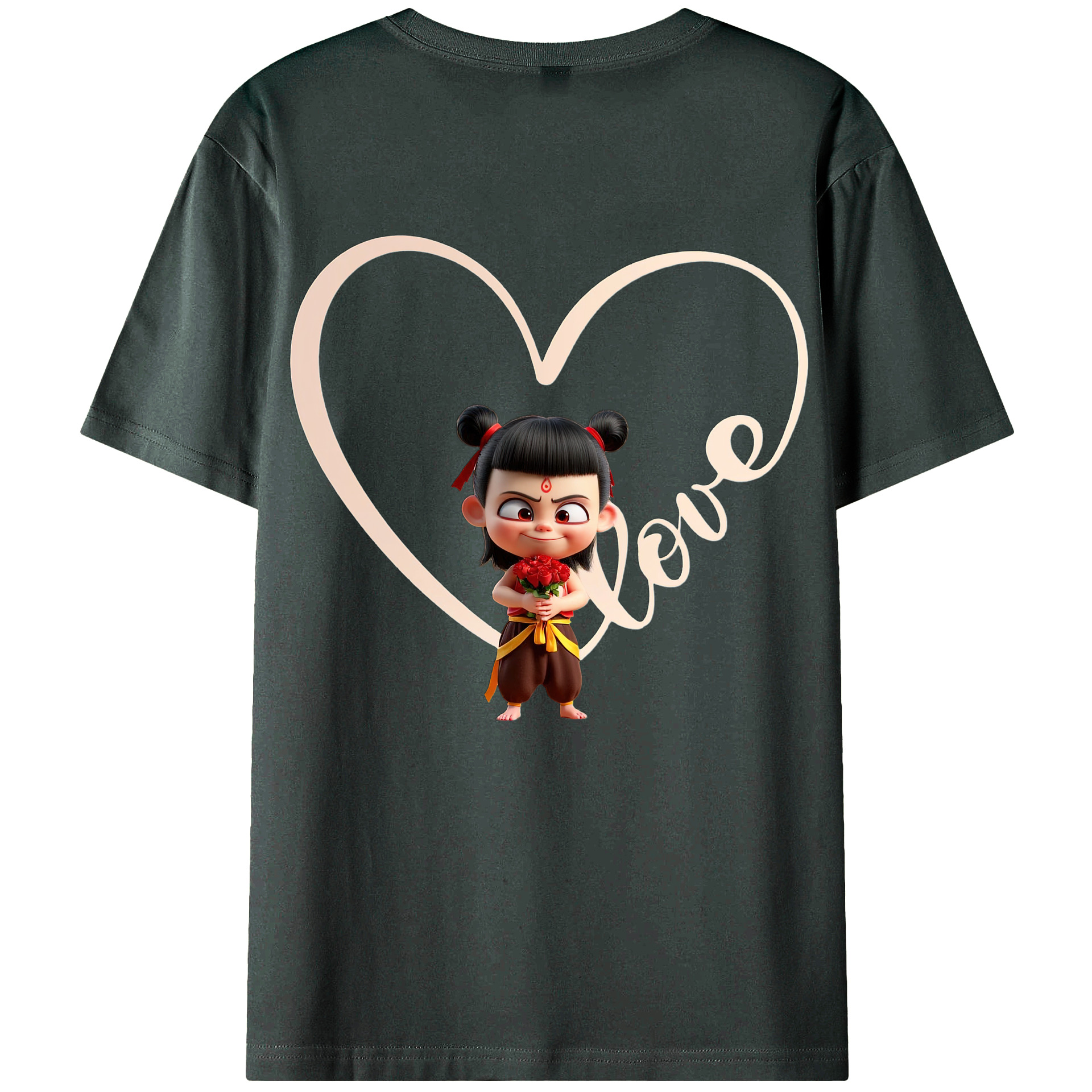 （画像用） Ne Zha 2 ナタ 魔童の大暴れ 綿100％ メンズ半袖Tシャツ（バックプリント） 通気性